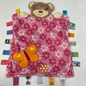 Taggies Pink Floral Bear Security Blanket